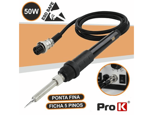 FERRO DE SOLDAR 50W PARA ESTAÇÕES SOLDAR FICHA 5P PROK 1