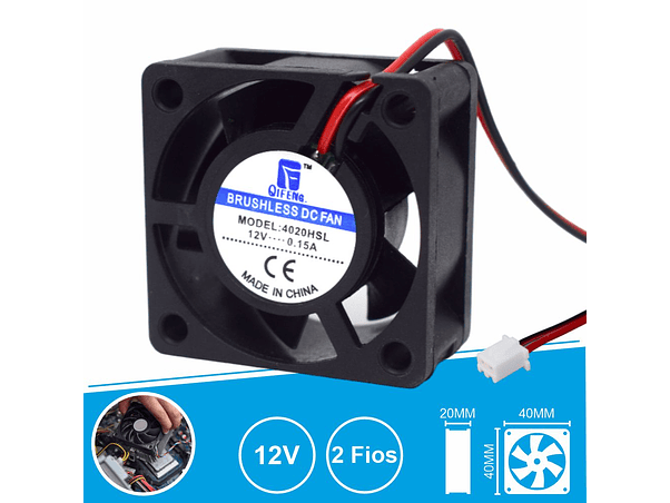 VENTOINHA 12V 40X40X20MM 2 FIOS 1