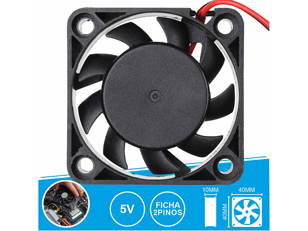 VENTOINHA 5V 40X40X10MM FICHA 2 PINOS 1