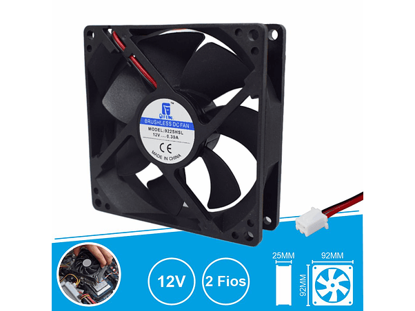 VENTOINHA 12V 92X92X25MM 2 FIOS 1