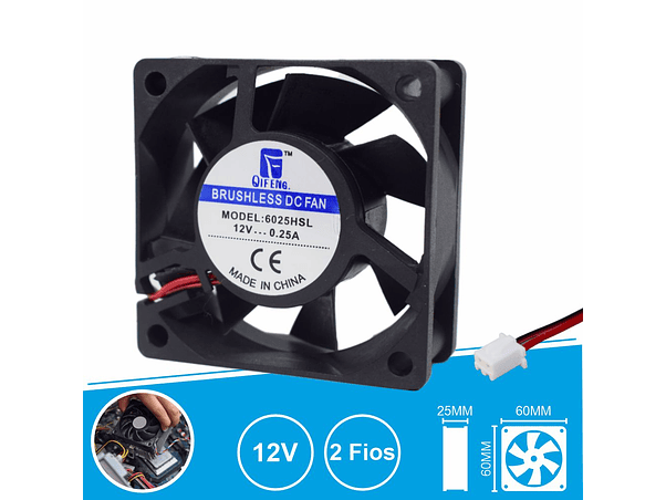 VENTOINHA 12V 60X60X25MM 2 FIOS 1