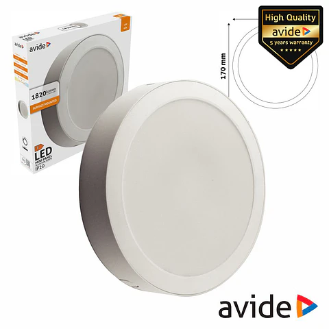 PAINEL LEDS REDONDO SUPERFÍCIE 18W 170MM 4000K 1820LM AVIDE