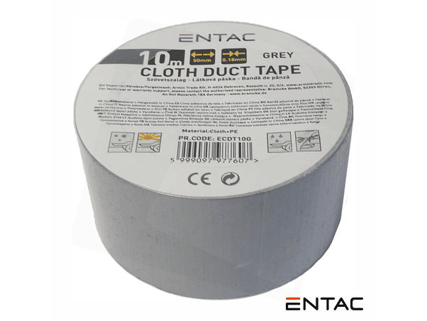 FITA ADESIVA DE TELA PROFISSIONAL 50MM X 10M CINZENTA ENTAC 1