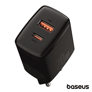 ALIMENTADOR COMUTADO USB-A/USB-C PD 3.0 20W PRETO BASEUS