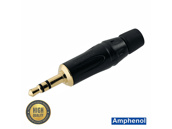 FICHA JACK 3.5MM MACHO STEREO DOURADA AMPHENOL 1