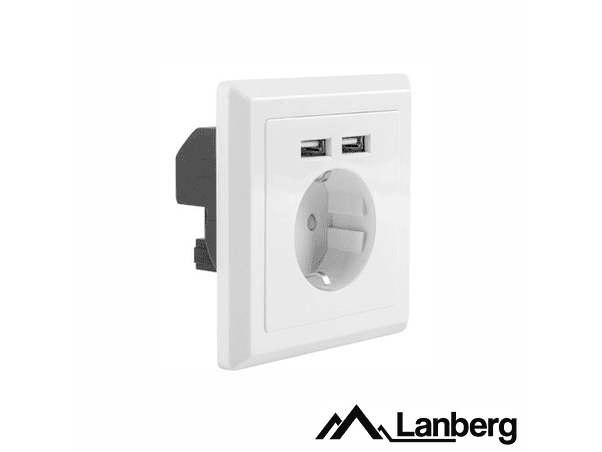 TOMADA ELÉTRICA SUPERFÍCIE COM 2 PORTAS USB BRANCO LANBERG 1