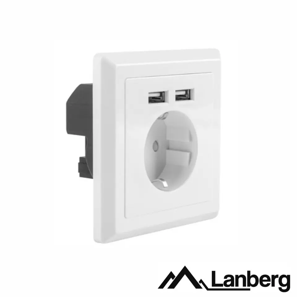 TOMADA ELÉTRICA SUPERFÍCIE COM 2 PORTAS USB BRANCO LANBERG 1