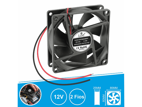 VENTOINHA 12V 80X80X25MM 2 FIOS KLD012PP080CBWH LUFT 1