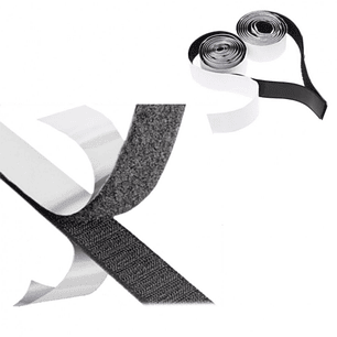 CONJUNTO DE 2 FITAS DE VELCRO PRETAS 19MM/1M
