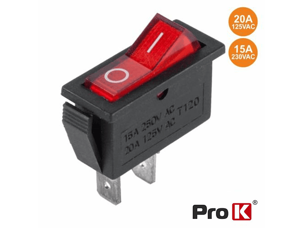 INTERRUPTOR BASCULANTE COM LUZ 15A-250V SPST ON-OFF  PROK 1