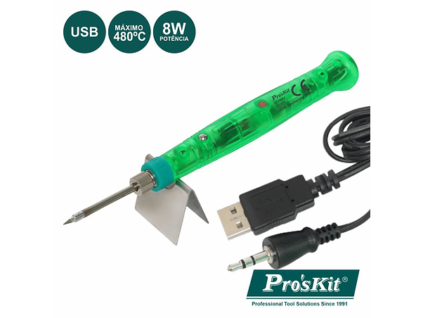 FERRO DE SOLDAR 8W COM LIGAÇÃO USB 5V PROSKIT 1