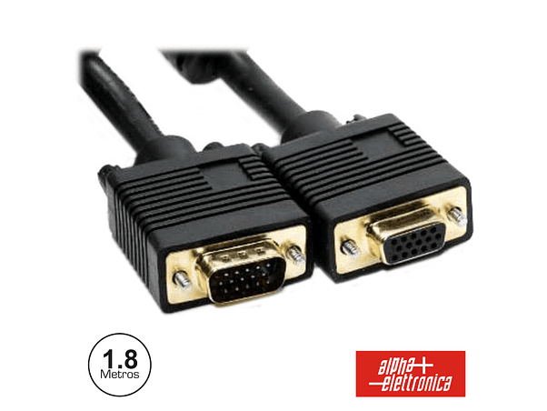 CABO VGA MACHO HD 15P / FÊMEA HD 15P COMFILTRO 1.8M POLYBAG 1