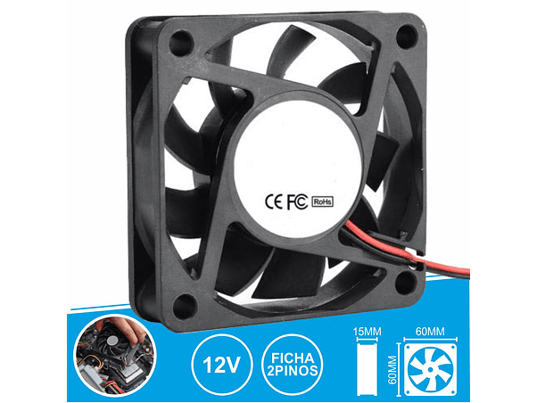 VENTOINHA 12V 60X60X15MM FICHA 2 PINOS 1