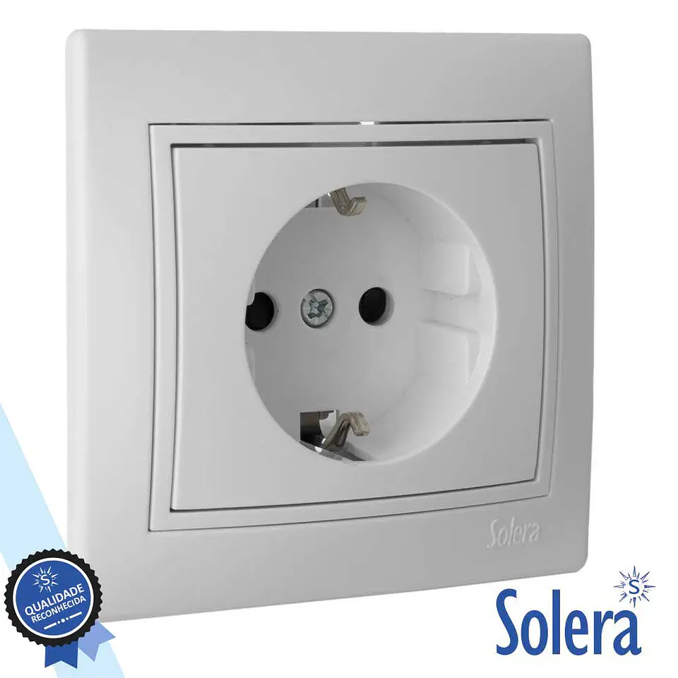 TOMADA ELÉTRICA ENCASTRAR COM TERRA SOLERA 1