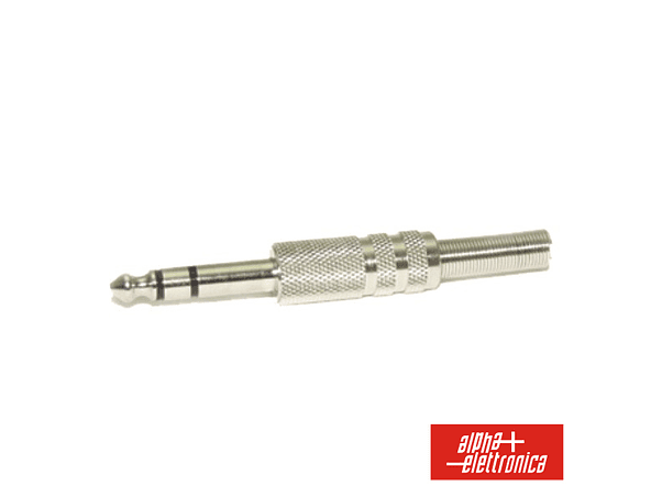FICHA JACK 6.35MM MACHO STEREO COM GUARDA CABO EM MOLA 1