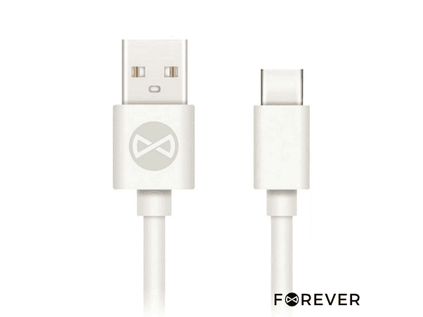 CABO USB-A 2.0 3A MACHO / USB-C BRANCO 1M FOREVER 1
