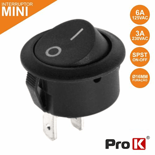 INTERRUPTOR BASCULANTE 3A-250V SPST ON-OFF MINI PROK