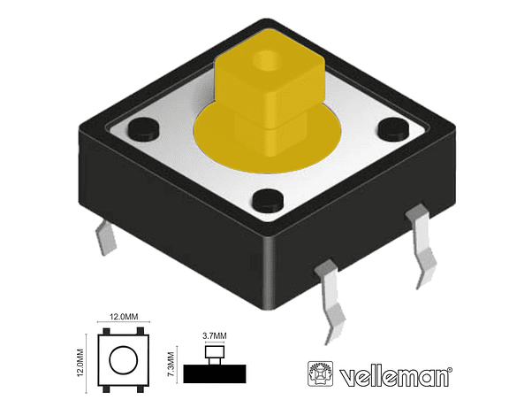 INTERRUPTOR MICRO SWITCH 12X12MM ALTURA 7.3MM VELLEMAN 1