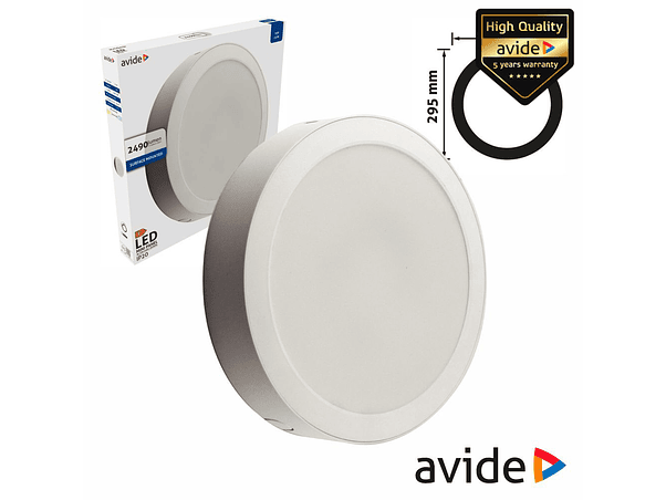 PAINEL LEDS REDONDO SUPERFICIE 24W 295MM 6400K 2490LM AVIDE 1