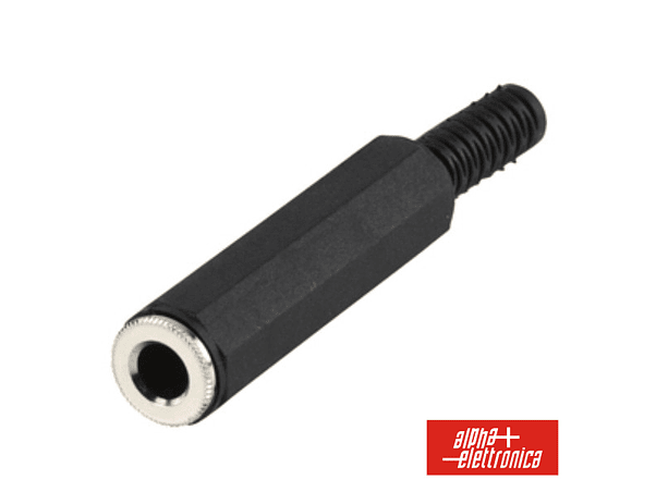 FICHA JACK 6.35MM FÊMEA STEREO COM PROTEÇÃO DE CABO 1