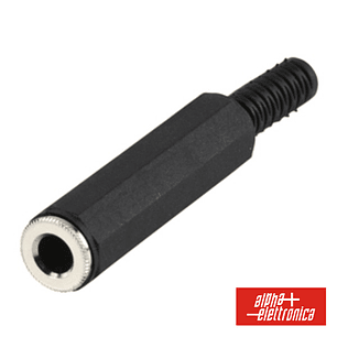 FICHA JACK 6.35MM FÊMEA STEREO COM PROTEÇÃO DE CABO