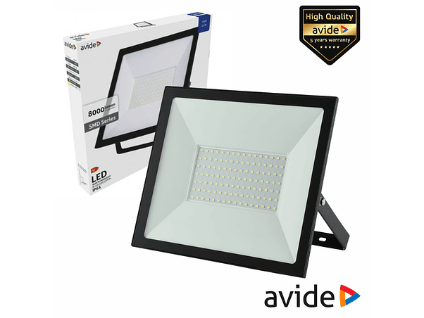 FOCO LED 100W 230V 6400K 8000LM PRETO IP65 AVIDE 1