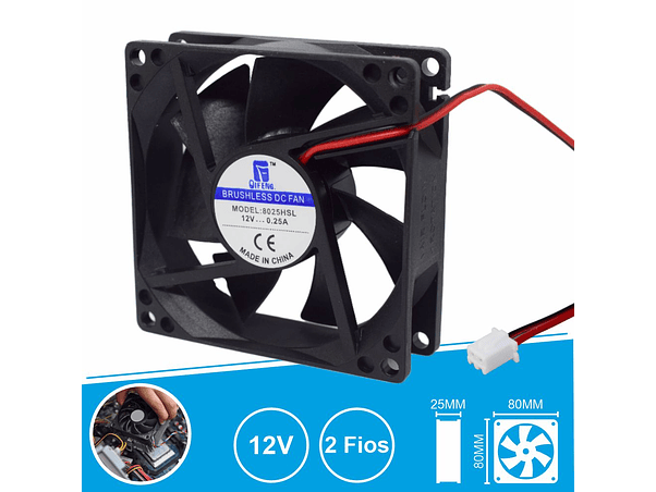 VENTOINHA 12V 80X80X25MM 2 FIOS 1