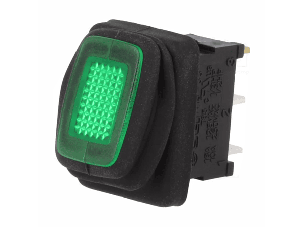 INTERRUPTOR BASCULANTE COM LUZ 16A-250VAC SPST ON-OFF VERDE 1