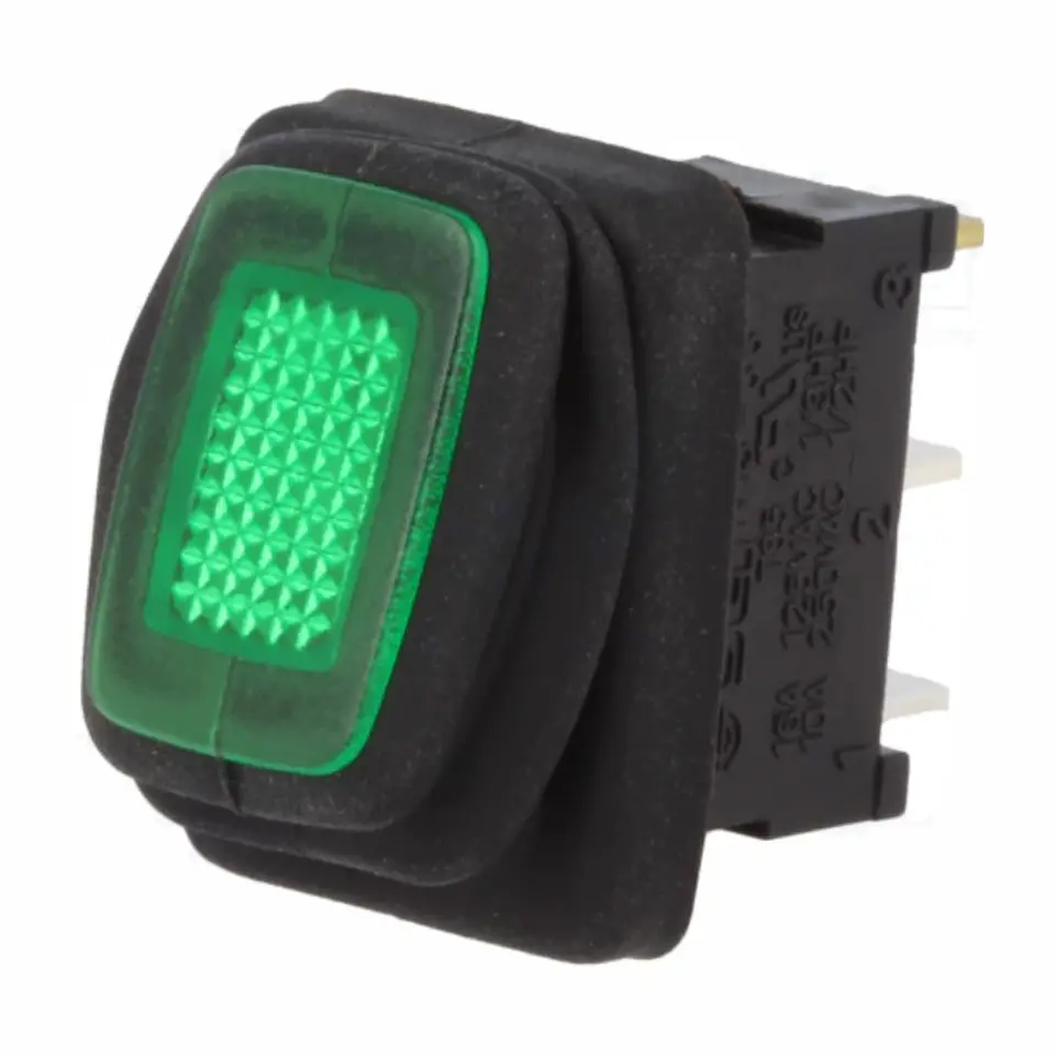 INTERRUPTOR BASCULANTE COM LUZ 16A-250VAC SPST ON-OFF VERDE 1