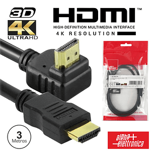 CABO HDMI DOURADO MACHO / MACHO 2.0 4K PRETO 3M 90º