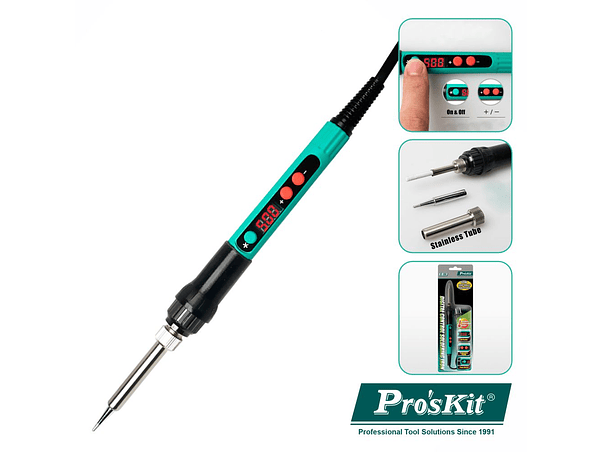 FERRO DE SOLDAR COM DISPLAY REGULÁVEL 60W 200/500A PROSKIT 1
