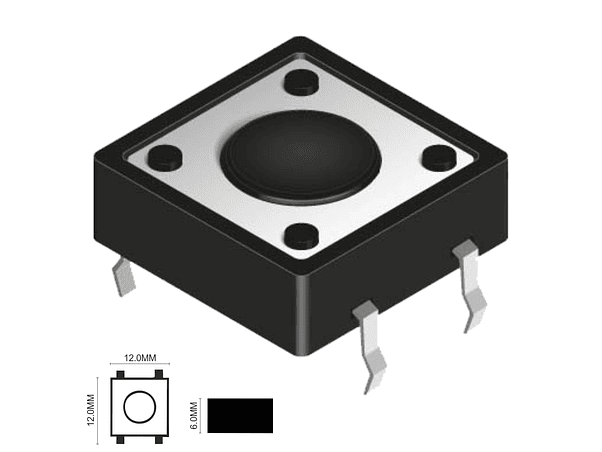 INTERRUPTOR MICRO SWITCH 12X12MM ALTURA 6MM 1