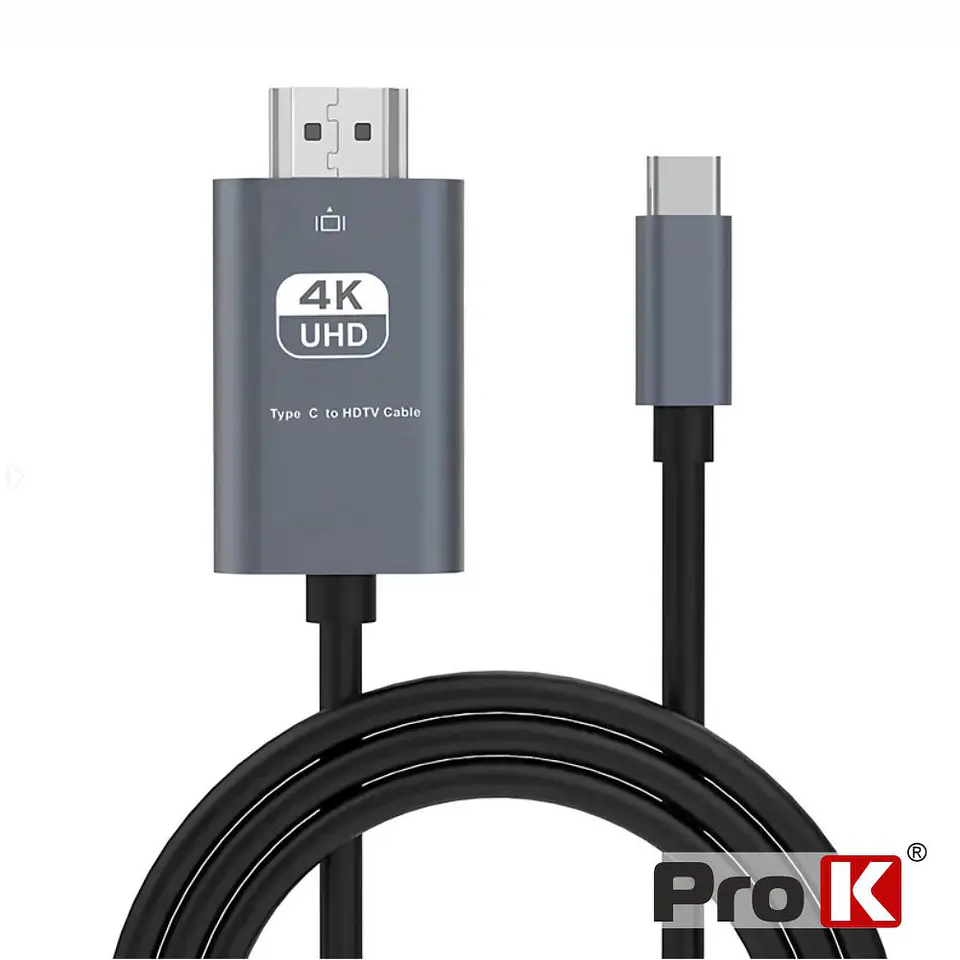 CABO HDMI MACHO / USB-C MACHO PRETO 4K 1.8M PROK 1