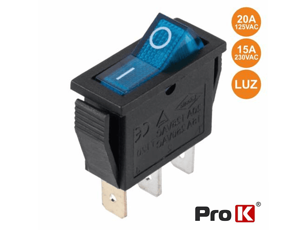 INTERRUPTOR BASCULANTE COM LUZ 15A-250V SPST ON-OFF  PROK 1