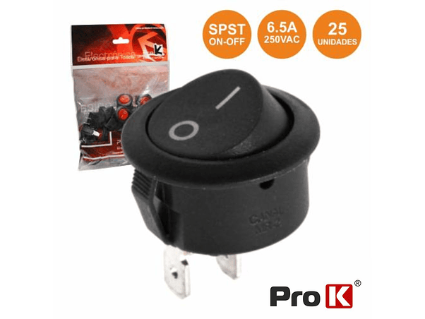 INTERRUPTOR BASCULANTE 6.5A-250V SPST ON-OFF 25X PROK 1