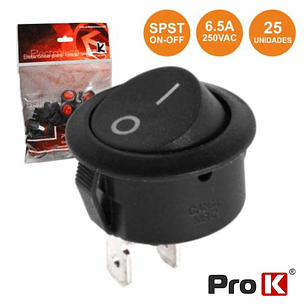 INTERRUPTOR BASCULANTE 6.5A-250V SPST ON-OFF 25X PROK