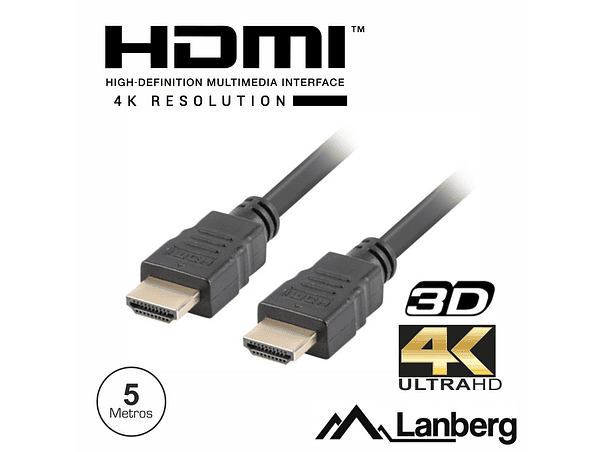 CABO HDMI DOURADO MACHO / MACHO 1.4 5M LANBERG 1