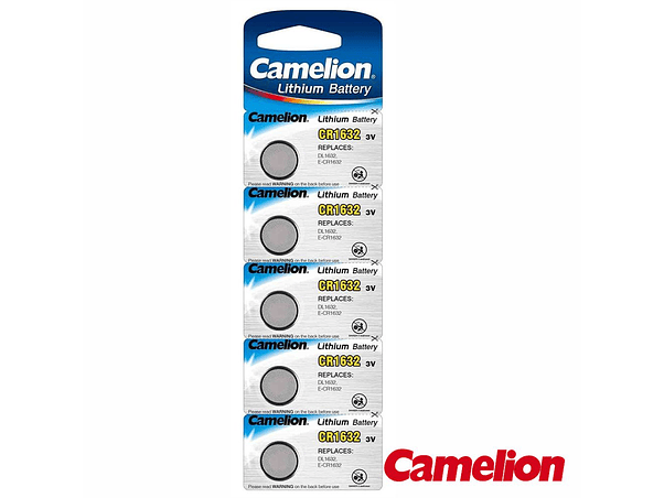 PILHA LÍTIO BOTÃO CR1632 3V 120MA 5X BLISTER CAMELION 1
