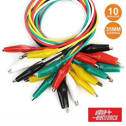 CONJUNTO 10 FIOS COM GARRAS CROCODILO VÁRIAS CORES