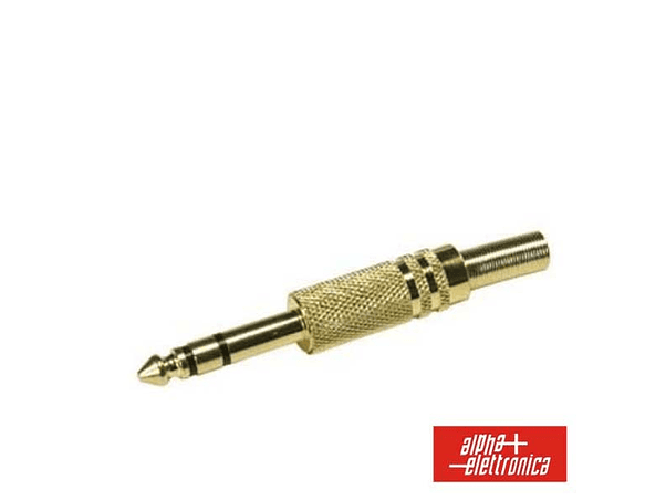 FICHA JACK 6.35MM MACHO COM PROTEÇÃO MOLA DOURADO ST 1