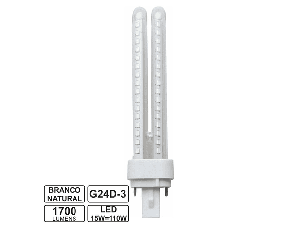 LÂMPADA G24 15W=110W 230V LED 4000K 1700LM 1