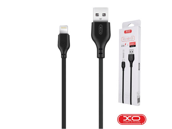 CABO USB-A 2.0 MACHO / LIGHTNING 8P 2.1A 2M PRETO XO 1