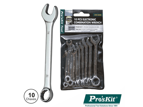 CONJUNTO DE 10 CHAVES DE BOCAS PROSKIT 1