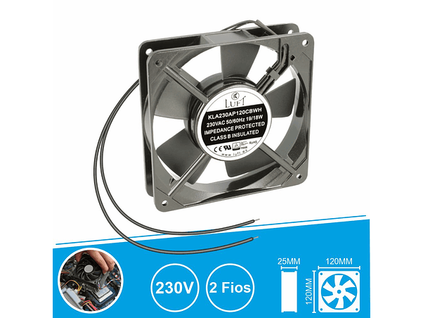 VENTOINHA 230V 120X120X25MM 2 FIOS KLA230AP120CBWH LUFT 1