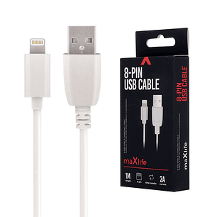CABO USB-A 2.0 2A MACHO / LIGHTNING BRANCO 1M
