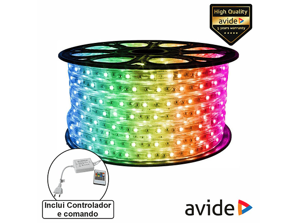 FITA 3000 LEDS 5050 RGB 220V 50M IP67 AVIDE 1