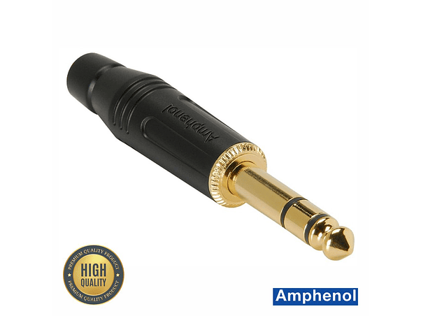 FICHA JACK 6.35MM MACHO STEREO DOURADA AMPHENOL 1