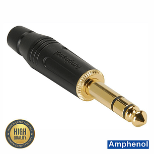 FICHA JACK 6.35MM MACHO STEREO DOURADA AMPHENOL