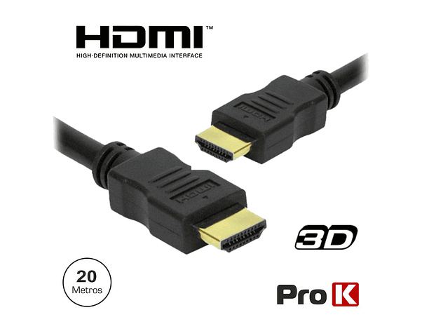 CABO HDMI DOURADO MACHO / MACHO 1.4 PRETO 20M PROK 1