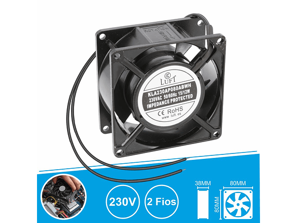 VENTOINHA 230V 80X80X38MM 2 FIOS KLA230AP080ABWH LUFT 1